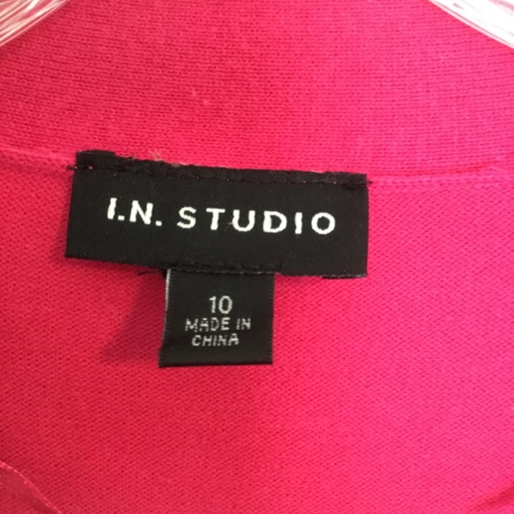 I.N. Studio Ladies Open Crop Cardigan Pink Size 10 - Picture 3 of 5
